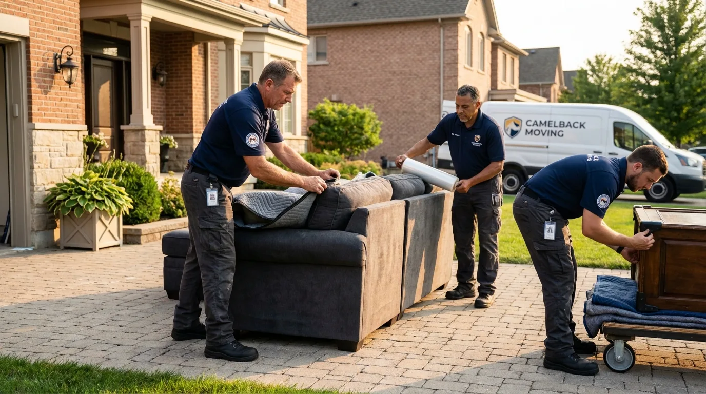 Large estate moving crew wrapping furniture in Renovo, PA