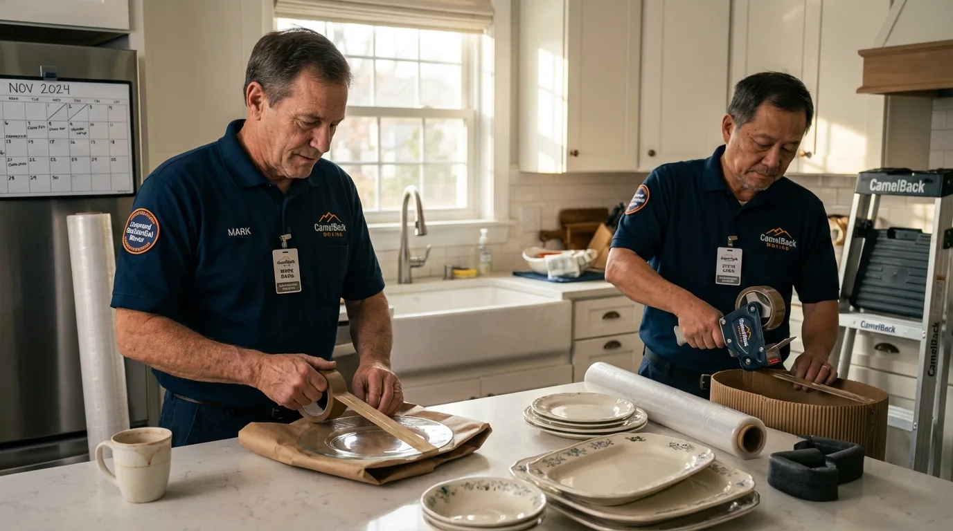 Professional crew packing kitchen dishware in Renovo, PA